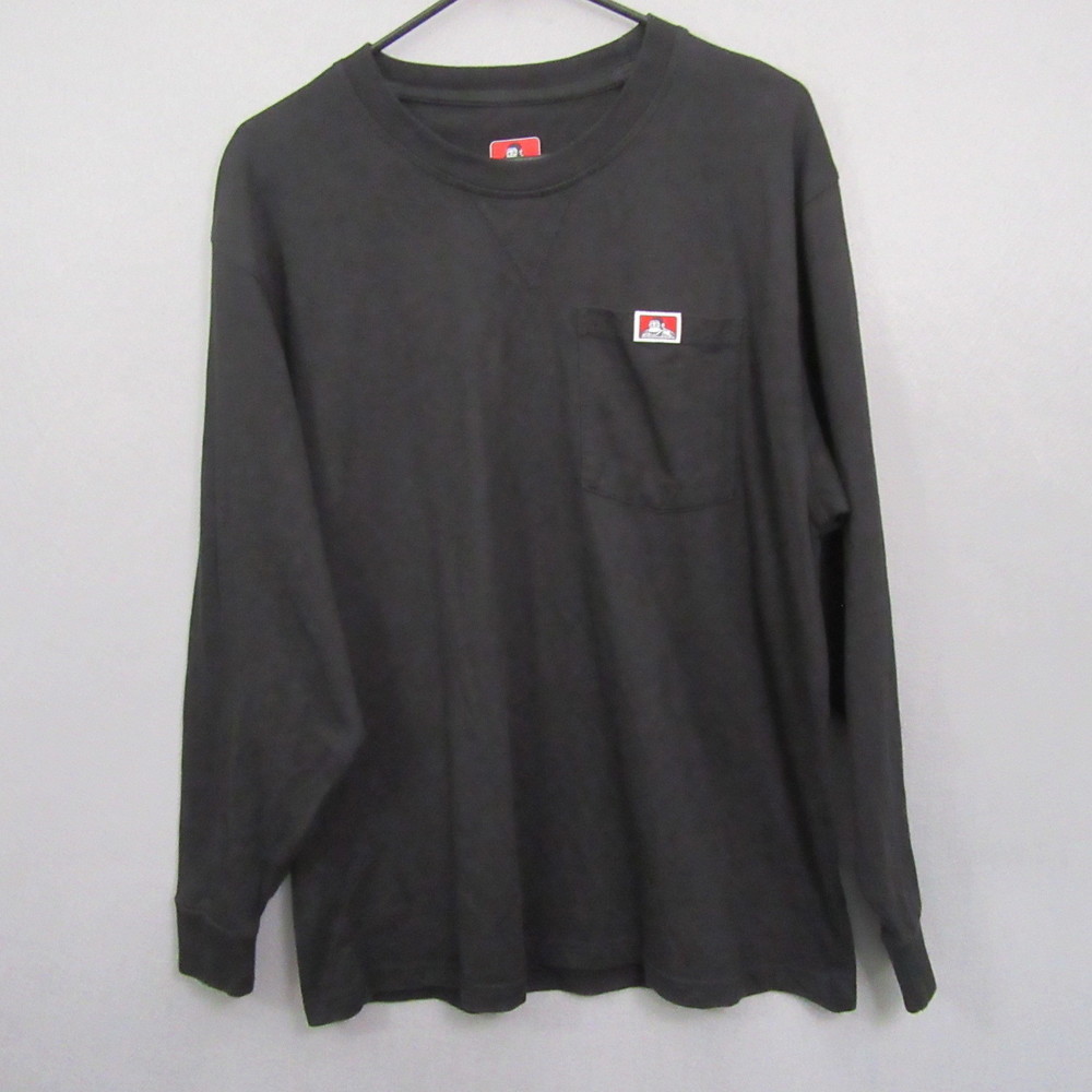 Ben Davis Mens Long Sleeve T Shirt M Black Pocket Workwear Pullover Tee